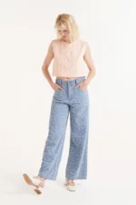 Πορτοκαλί κεντημένο βαμβακερό crop top 51C/45008
