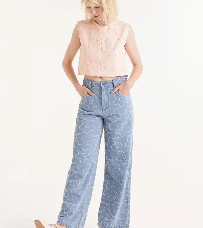 Πορτοκαλί κεντημένο βαμβακερό crop top 51C/45008