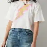 Κροπ τοπ t-shirt με τύπωμα 053-210114