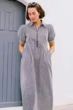 D1304 Φόρεμα Gillian Midi Smock - Μονόχρωμη ρίγα