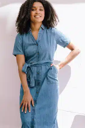 D1306 Φόρεμα Cloretta Midi Shirt - Mid Blue Denim