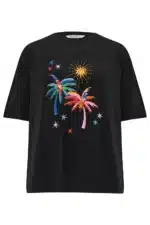 Kinsley Relaxed T-Shirt - Black, Palms & Sunshine T0905