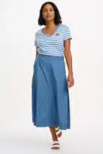 T-shirt Khloe V-Neck - Εκρού/Μπλε, ριγέ καβούρι T0920