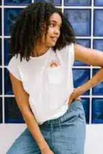 T0923 Chrissy Relaxed Tank T-Shirt - Off-White, Sunshine In My Pocket