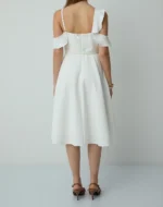 BSB Μίντι φόρεμα με βολάν OFF WHITE 0155-0111010-04