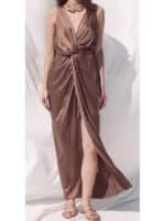 BSB Midi Φόρεμα Σατέν Κρουαζέ Chocolate 0155-0411020
