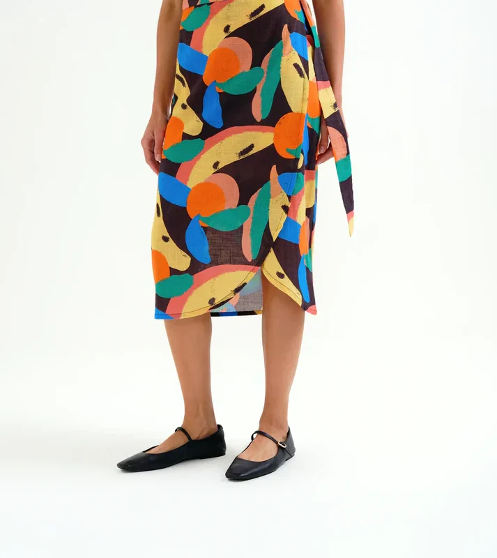 Γυναικεία Ρούχα ILgustofashion 48 COMPANIA FANTASTICA Μίντι φούστα με Tutti Frutti Big print 62C/41101