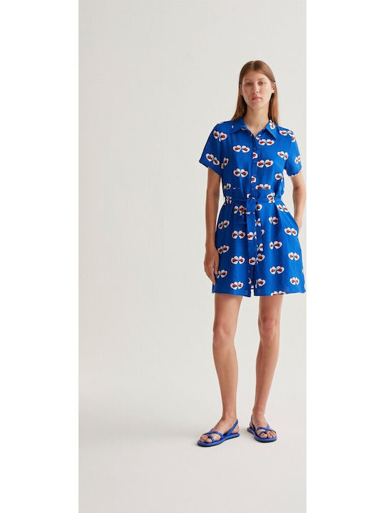 Γυναικεία Ρούχα ILgustofashion 29 Compania Fantastica Mini Σεμιζιέ Φόρεμα Μπλέ 61C/11046