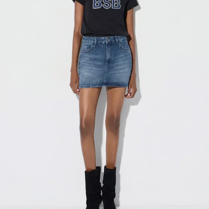BSB T-shirt με BSB logo BSB και στρας σε μαύρο χρώμα 0056-0210009-