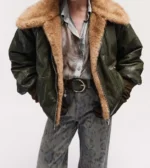 BSB Bomber μπουφάν με δερμάτινη όψη και γούνα 0056-0217003-54